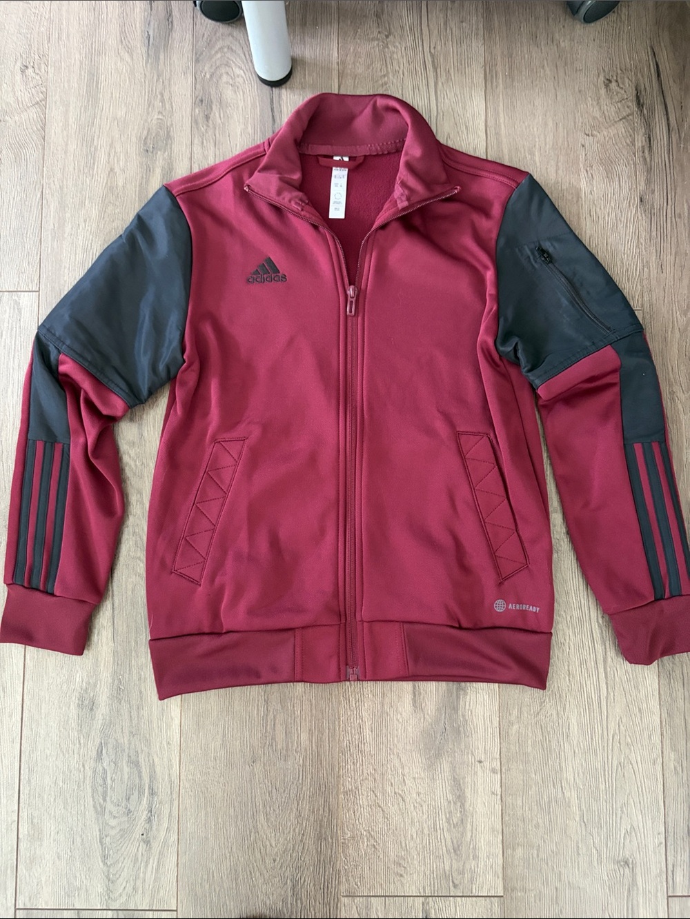adidas Boy’s Maroon and Black Performance Track Jacket. Boy’s Size Medium
